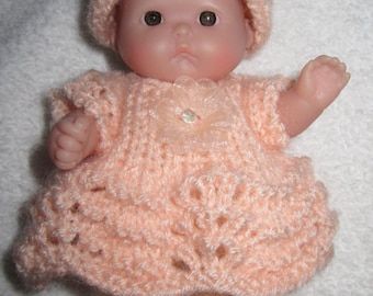 Gebreid patroon schattige jurk set voor 5 inch Berenguer itty bitty babypop veer n fan patroon Instant Download nu beschikbaar