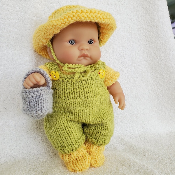 Berenguer Baby Doll Knit Pattern Bibbed Overall Set for 8 inch lots to love baby doll instant download