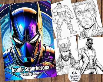 Superhero Coloring Pages, Legendary Heroes Coloring Pages, Printable Coloring Pages, Earth's Protectors, Comic Coloring Book, Male Superhero