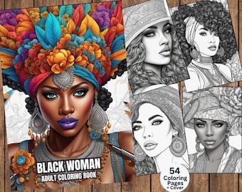 Black Women Coloring, Black Girl Coloring, Black Princess, Queen Women Coloring, Floral Black Beauty Coloring, Elegant Black Women, Portrait