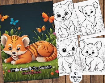 Safari Animals Coloring Book, Safari Animals Coloring Pages, African Animal Coloring, Jungle Animals Coloring, Baby Animal Coloring, Kawaii