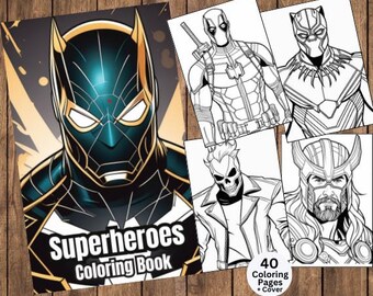 Superhero Coloring Pages, Legendary Heroes Coloring Pages, Printable Coloring Pages, Earth's Protectors, Comic Coloring Book, Male Superhero