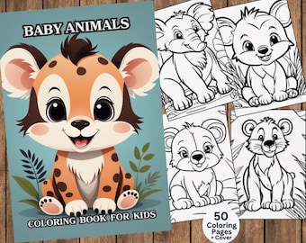 Safari Animals Coloring Book, Safari Animals Coloring Pages, African Animal Coloring, Jungle Animals Coloring, Baby Animal Coloring, Kawaii