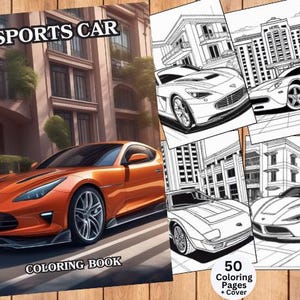 Sports Cars Coloring, Classic American Sports Cars Coloring Pages, Retro Design, Collectible Cars, Vintage Cars, Automotive Art, Sports Car