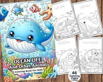 Sea Life Coloring Book, Sea Animals Coloring Pages, Sea Life Coloring, Sealife, Ocean Coloring,  Sea Creature, Flying Animals, Butterfly