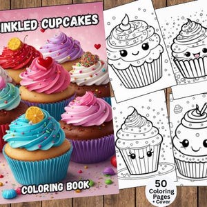 Cupcakes Coloring, Kawaii Cupcakes Coloring, Sweets Coloring, Desserts Coloring, Printable Coloring, Cake Coloring, Cupcakes To Color