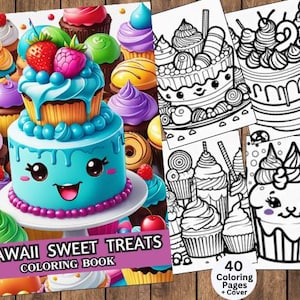 Cupcakes Coloring, Kawaii Cupcakes Coloring, Sweets Coloring, Desserts Coloring, Printable Coloring, Cake Coloring, Cupcakes To Color