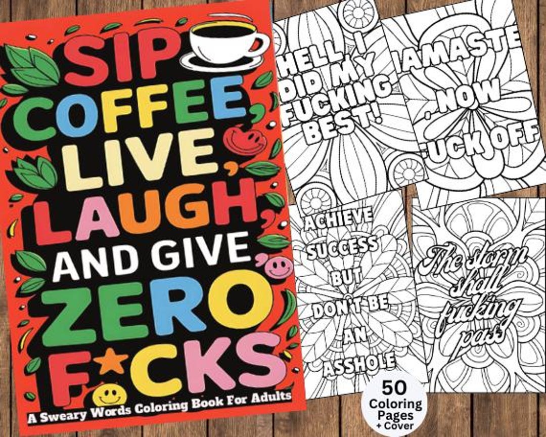 Swear Word Adult Coloring Book, Swear Word Mandala Coloring, Funny