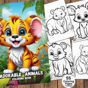 Safari Animals Coloring, Safari Animals Coloring Page, African Animal Coloring, Jungle Animals Coloring, Baby Animal Coloring, Kawaii Animal