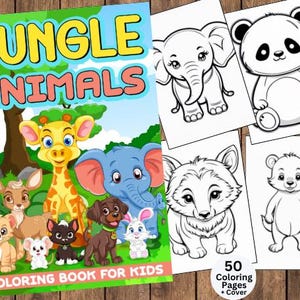 Safari Animals Coloring, Safari Animals Coloring Page, African Animal Coloring, Jungle Animals Coloring, Baby Animal Coloring, Kawaii Animal