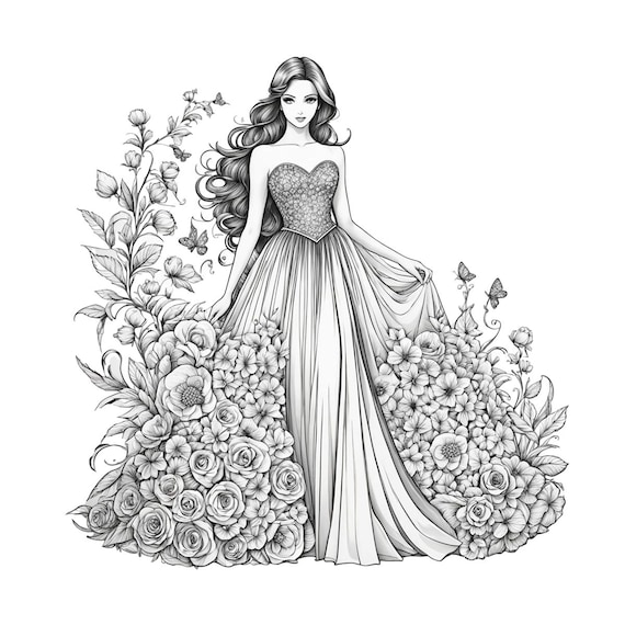cute dress coloring pages Dress Coloring Page, Floral Dress Coloring, Ball Gown Dress Coloring,  Elegant Dress Coloring, Victorian Fashion Dress Coloring, Trendy Dress