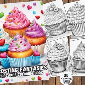 Cupcakes Coloring, Kawaii Cupcakes Coloring, Sweets Coloring, Desserts Coloring, Printable Coloring, Cake Coloring, Cupcakes To Color
