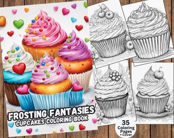 Cupcakes Coloring, Kawaii Cupcakes Coloring, Sweets Coloring, Desserts Coloring, Printable Coloring, Cake Coloring, Cupcakes To Color