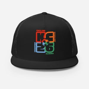 Kansas City 2026 World Cup Soccer Trucker Hat | England Netherlands Argentina Algeria | Adjustable Mesh Back Hat | Designed in KC