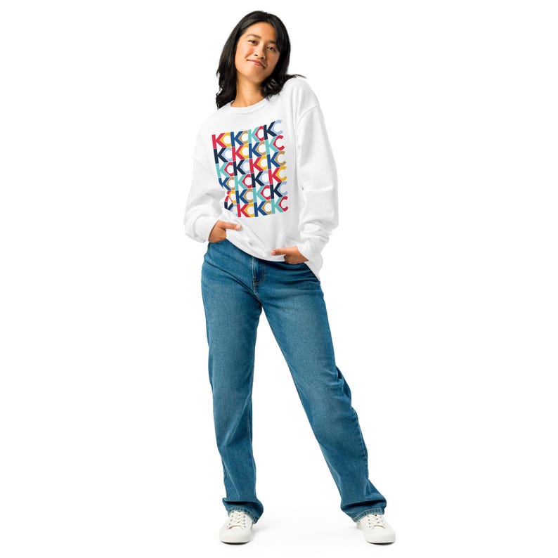 Kansas City Sports KC Crewneck Sweatshirt | Multi-Color KC Pattern | Kansas City Team Colors Hoodie | Unisex Black, White, Ash
