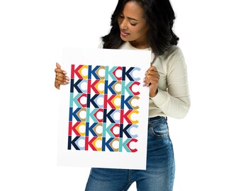 Impresión artística deportiva de Kansas City / Póster multicolor con diseño de KC