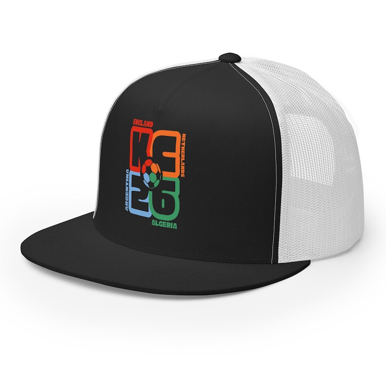 Kansas City 2026 World Cup Soccer Trucker Hat | England Netherlands Argentina Algeria | Adjustable Mesh Back Hat | Designed in KC