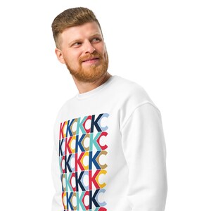 Kansas City Sports KC Crewneck Sweatshirt | Multi-Color KC Pattern | Kansas City Team Colors Hoodie | Unisex Black, White, Ash