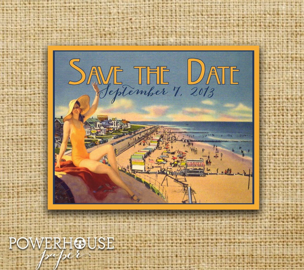 Cape May Vintage Postcard Save the Date Etsy