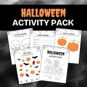 Halloween 15 Page Printable Bundle, Printable Kids Halloween Activity Pack, Kids Halloween Coloring Pages, Halloween Activity Sheets