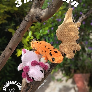 Skäggagam, Axolotl och Leopardgecko utan sömnad MÖNSTER TILL PLYSJDYR