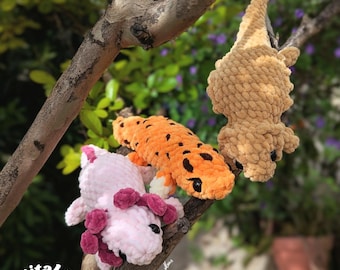 Bearded dragon, Axolotl and Leopard Gecko no sew PLUSHIE CROCHET PATTERN