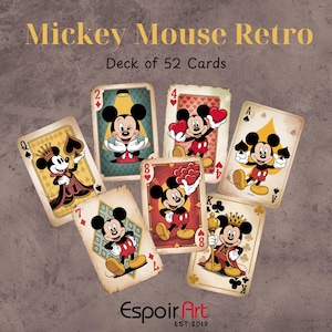 Digital Download Mickey Mouse Retro Playing Cards – Vintage Disney Card Deck – Classic Mickey Mouse Design – Playing Cards for Collectors