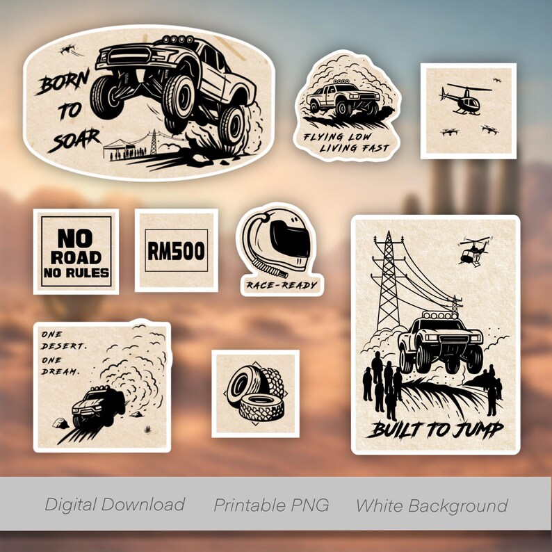 Off Road Racing Sticker Dust Code Off-road Racing Sticker -- Trophy Truck Desert Line Art, 9 ...