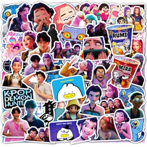 Set 15-60 Kpop Demon Hunters Sticker Sheet - 3D Anime, Korean Idol Movie, Huntrx, Saja Boys Waterproof Bottle Phone Scrapbook Party Decor