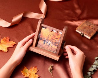 Cornice per animazione flipbook fotografica personalizzata, supporto fotografico in legno personalizzato, scatola per foto con album a manovella personalizzato, regali creativi per l'anniversario, San Valentino