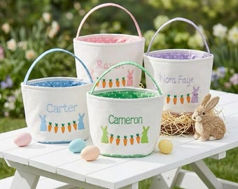 Cestino pasquale personalizzato per bambini, cestino con nome personalizzato, cestino regalo in corda di cotone per neonati, cestino per la caccia alle uova di Pasqua, regalo per baby shower, cestino coniglietto