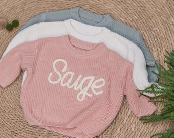 Maglione personalizzato per neonati: maglione con nome personalizzato lavorato a maglia a mano