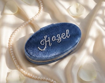 Portagioielli personalizzato, custodia da viaggio in velluto personalizzata, bomboniere per matrimoni, regalo per damigelle d'onore, regalo di compleanno, regalo per lei, il miglior regalo per la mamma