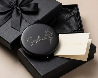 Specchietto compatto personalizzato con incisione Specchietto compatto personalizzato con nome Specchietto compatto personalizzato con incisione Regalo ricordo per matrimonio o compleanno