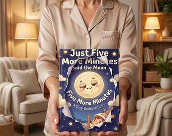 Libro personalizzato della buonanotte - Solo altri cinque minuti, disse la luna - Nome e foto personalizzati per bambini - Regalo per bambini piccoli e ragazzi