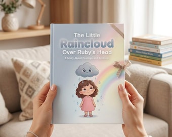 Libro per bambini personalizzato - La piccola nuvola di pioggia sopra la testa di Ruby - Nome e foto personalizzati per bambini - Storia educativa sulla gentilezza