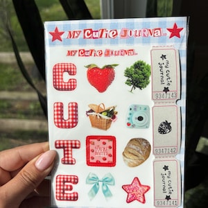 Lindo kit de diario basura de picnic, hoja de pegatinas de vinilo de 4 x 6, papelería linda, suministros para diario basura, pegatinas para diario basura, chica de diario
