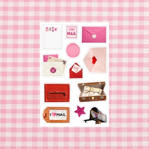 Happy Mail Sticker Sheet, 4x6, snail mail Stickers, Scrapbook Stickers, Junk Journal stickers, penpal stickers, love notes, mail stickers