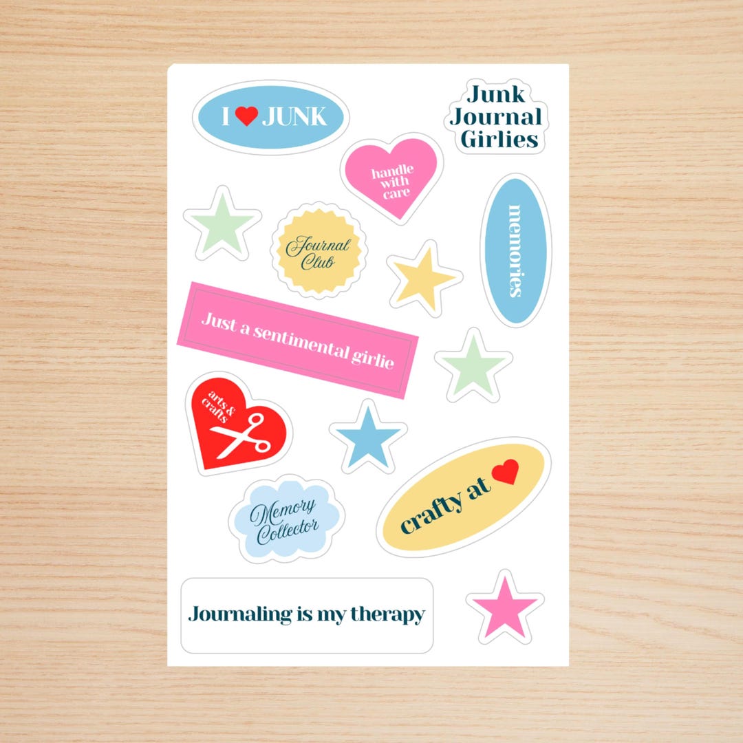 Junk Journal Club Sticker Sheet 4x6