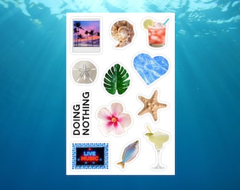 Vinyl stickervel met strandvakantie-thema, 4x6 inch
