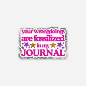 Fossilized in my Journal glittersticker, sticker dagboek, sticker ongewenste dagboek, vinyl sticker, sticker omslag dagboek, sticker dagboek meisje, sticker dagboek meisje