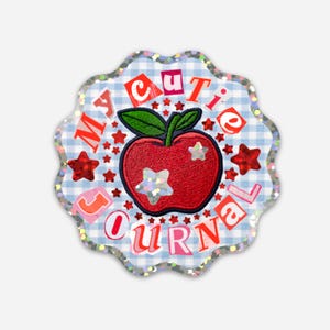 My Cutie Journal Glitter Sticker, 3x3 Glitter Sticker, Journal Cover Sticker, Junk Journal Sticker, Vinyl Sticker Sheet