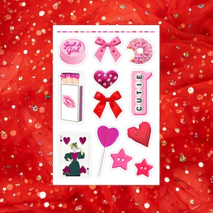 Just a Girl Sticker Sheet, 4x6, Journal Cover Stickers, Junk Journal Stickers, Vinyl Stickers, Cute Stickers, Scrapbook Stickers, Girly