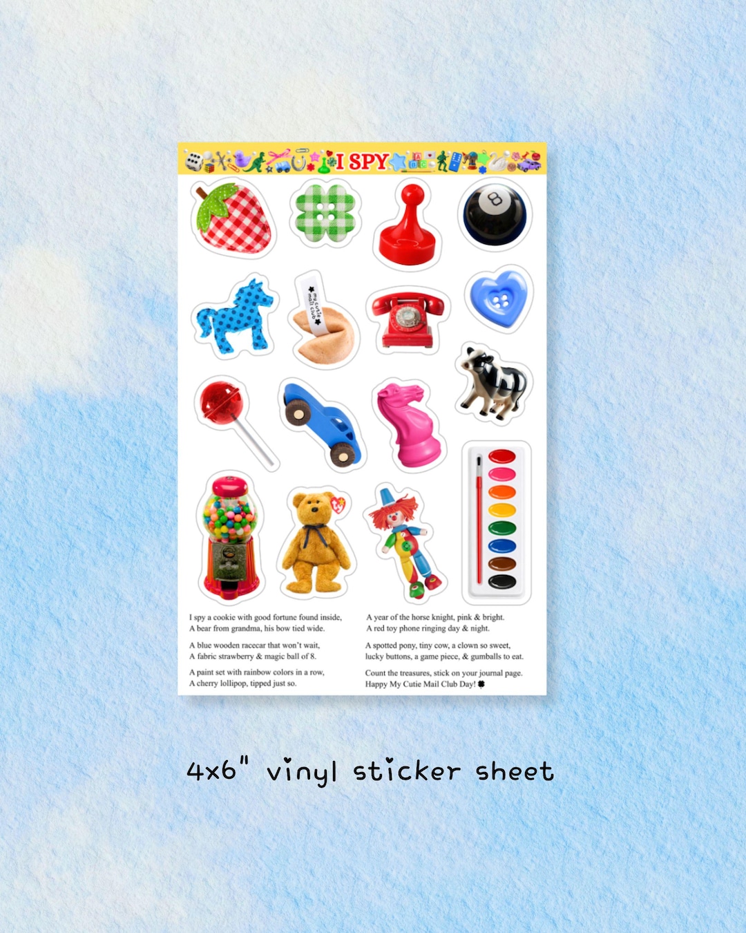 Ispy Sticker Sheet, My Cutie Mail Club, Vinyl Weatherproof Stickers - Etsy