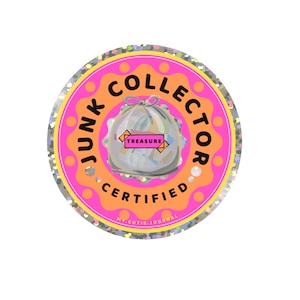 Junk Collector Glitter Sticker 3x3, vinyl, junk journal sticker, journal cover sticker, junk sticker, journal girl sticker