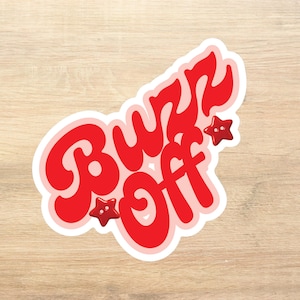 Buzz Off-sticker, dagboekstickers, sticker ongewenste dagboek, vinylsticker, sticker dagboekomslag, dagboek meisje, leuke sticker
