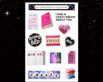 Journal Girlhood 4x6 Sticker Sheet, Junk Journal Stickers, Scrapbook Stickers, Lucky Girl sticker, Junk Journal Supplies, Vinyl stickers
