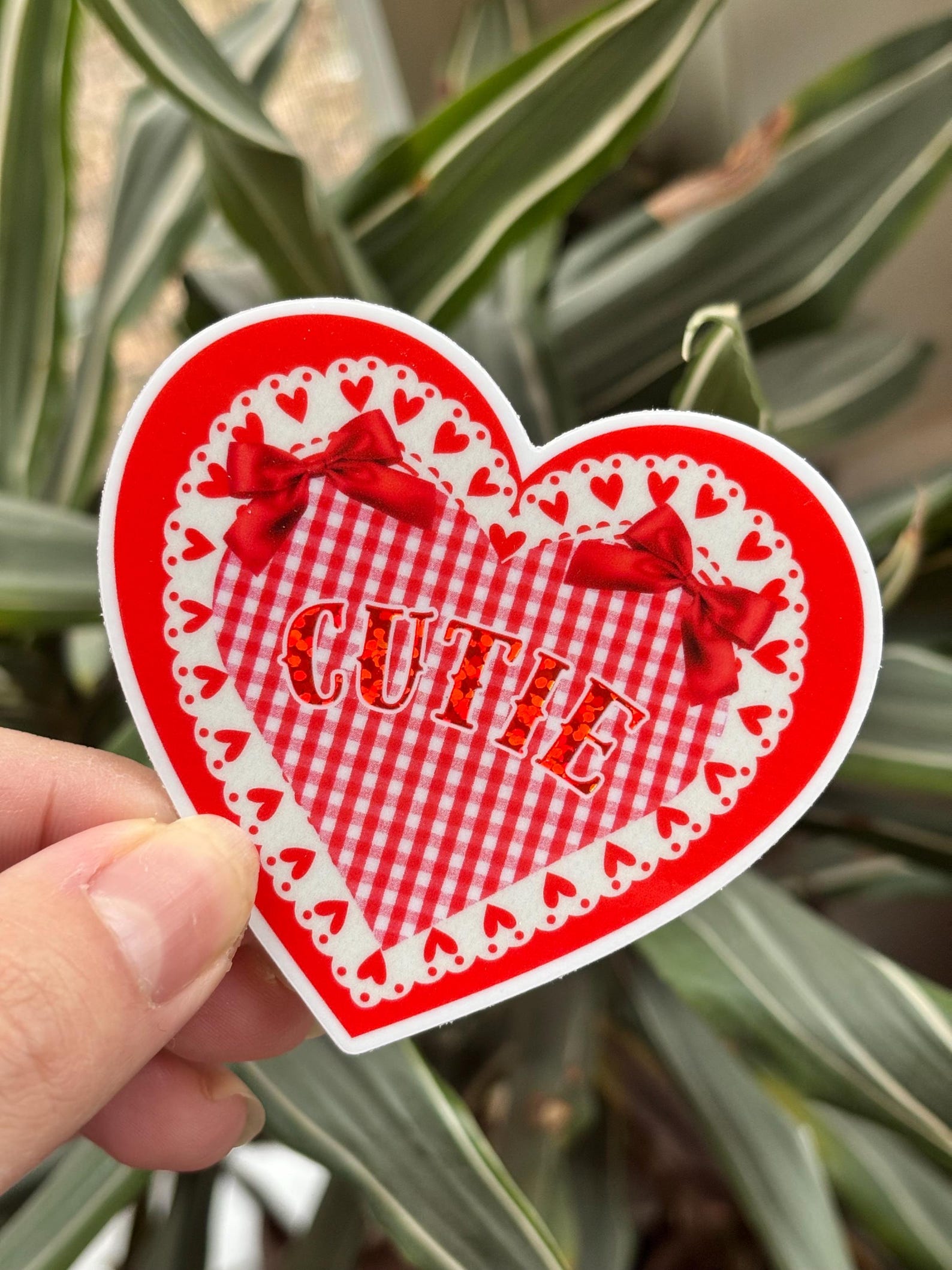 Cutie Heart Glitter Sticker, 3”, Vinyl Doily Sticker - Etsy