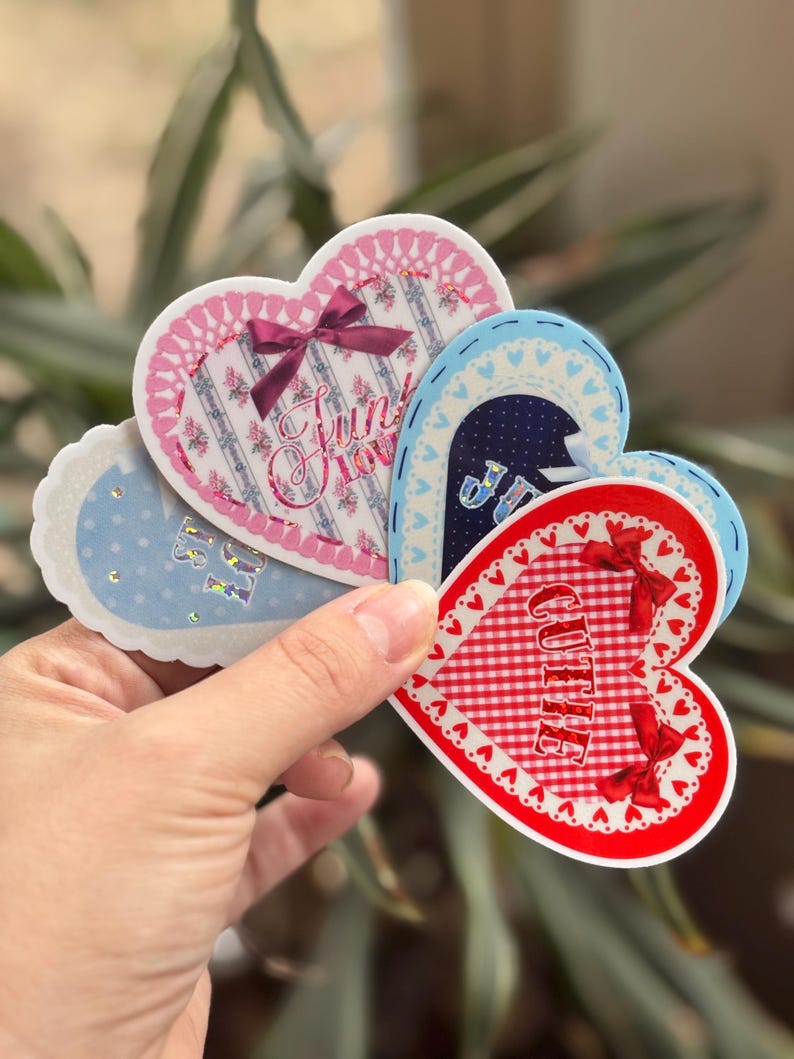 Cutie Heart Glitter Sticker, 3”, Vinyl Doily Sticker - Etsy