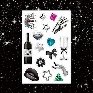 Chill Night 4x6 Sticker Sheet, Kiss Cut Sticker Sheet, Scrapbook Stickers, Silver Stickers, Junk Journal Stickers, Vinyl Stickers